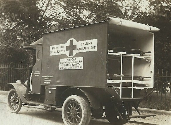 Ambulance purchased by the south side Red Cross Society in New Castle Pennsylvania.