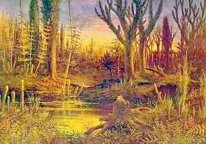 Artistic Depiction of the Early Devonian land-flora.