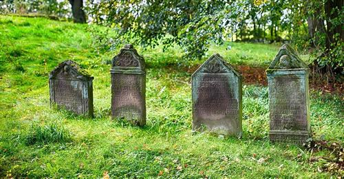 row of tombstones at the greenwood cemetery company site