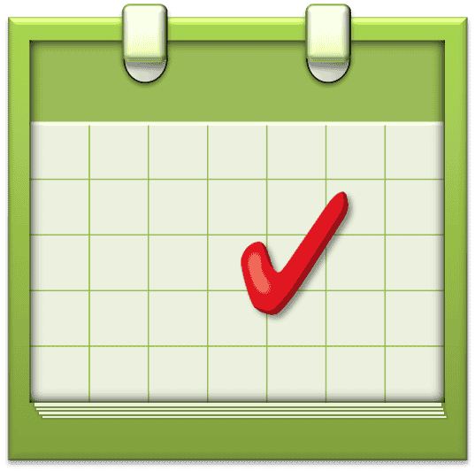 green blank monthly calendar with big red checkmark