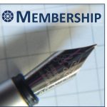 logo for membership has a pen resting on a sheet of grid paper