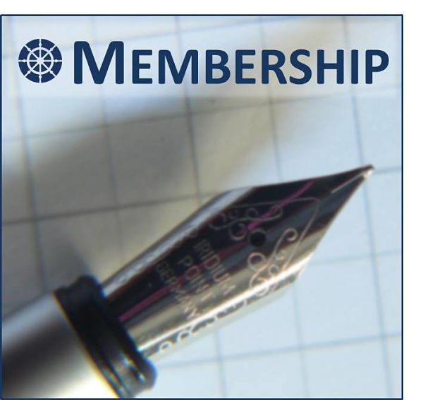 logo for membership has a pen resting on a sheet of grid paper