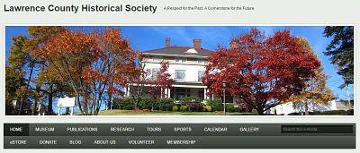 screenshot of historical society homepage