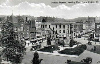 old postcard of new castle pennsylvania public square looking east