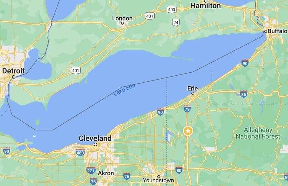 Map of Lake Erie.